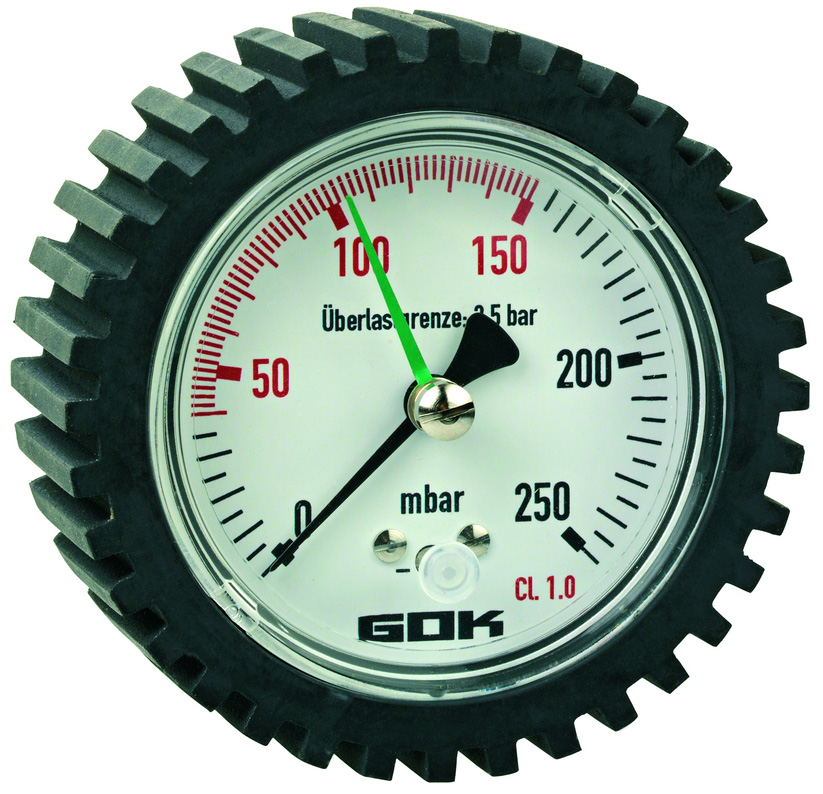Prüfmanometer 0-250 mbar, Güteklasse 1.0