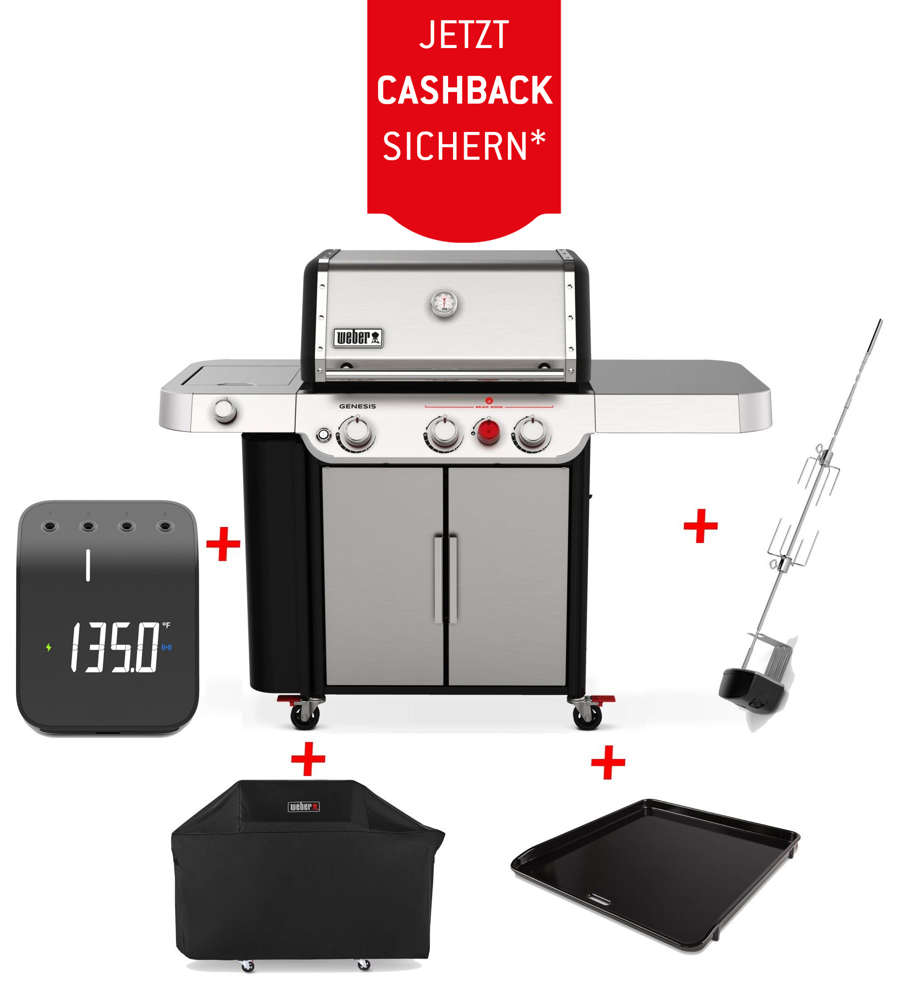 Weber Genesis S 335 Gasgrill inkl. Haube, SmartHub, Plancha & Drehspieß