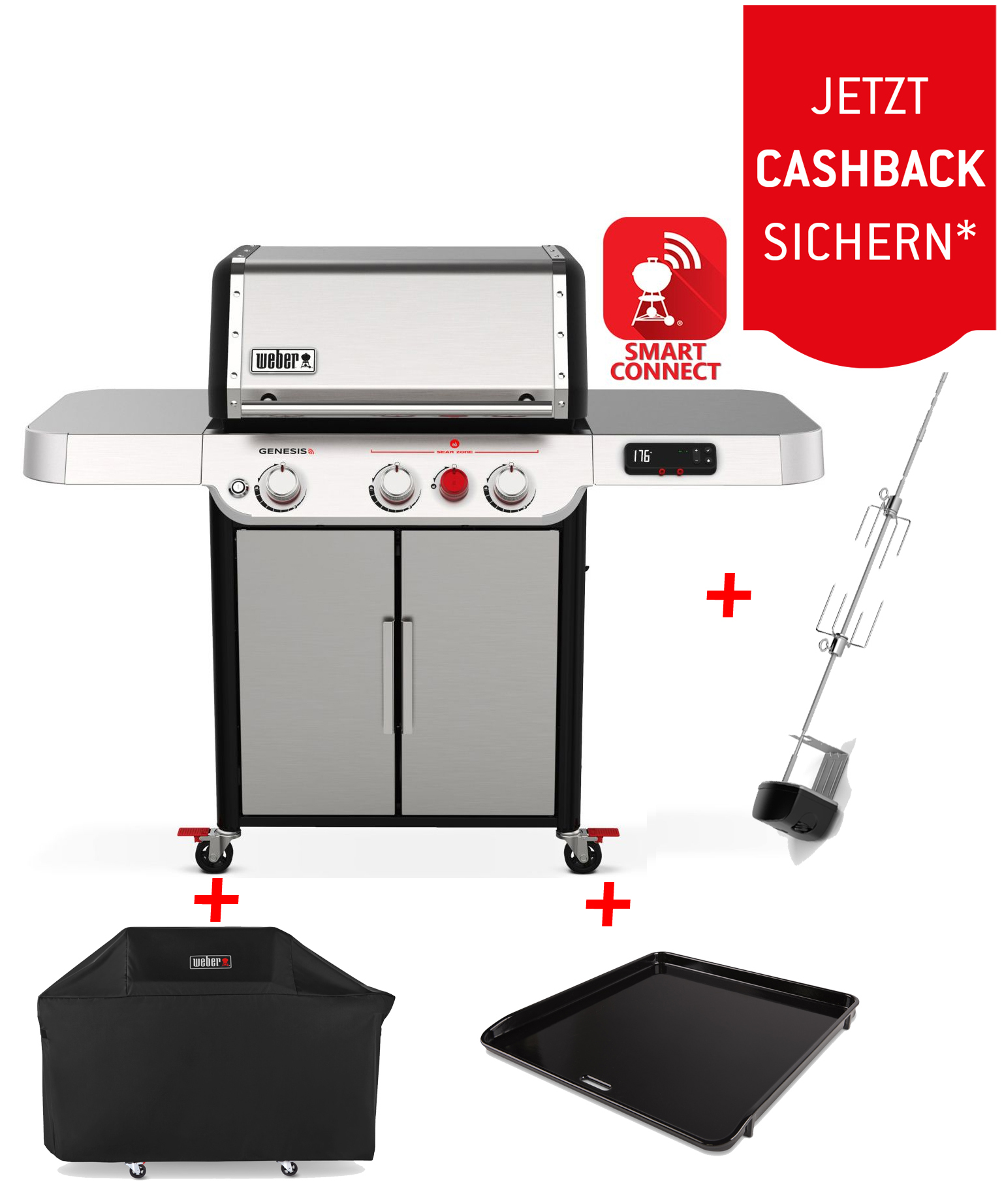 Weber Genesis SX 325 S inkl. Haube, Plancha & Drehspieß