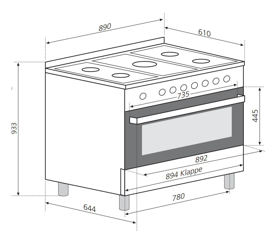 Oranier FZE 1599 90 cm Gas-Elektro-Herd