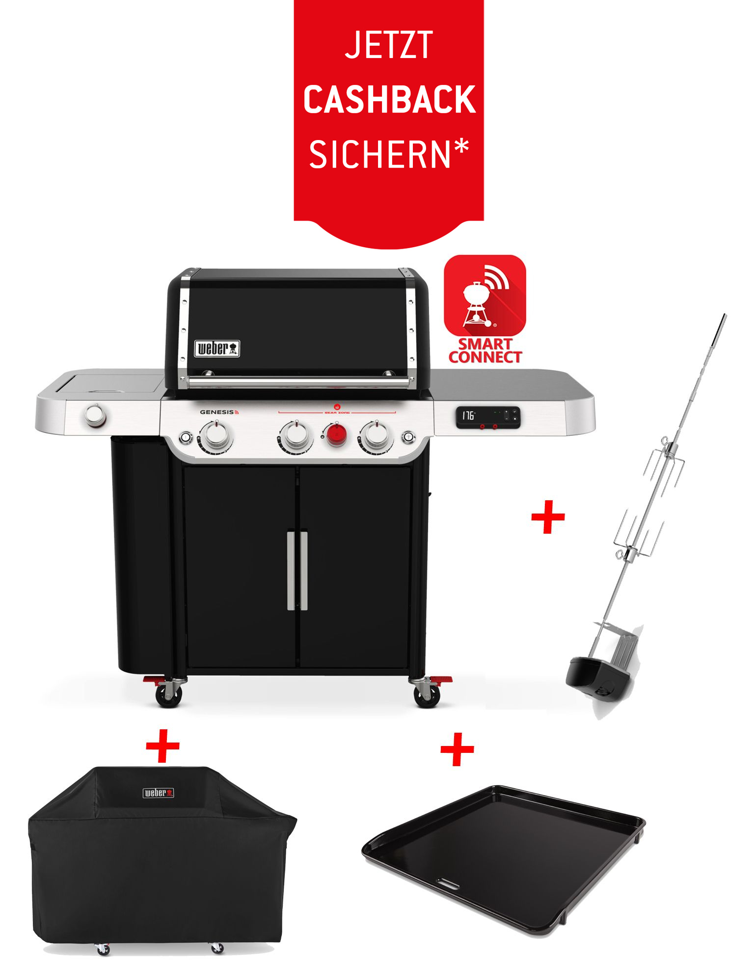 Weber Genesis EPX 335 Gasgrill inkl. Haube, Plancha & Drehspieß