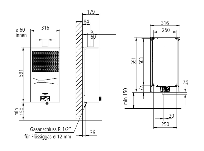 Oranier Bozen 2,3 kW Gasheizautomat Erdgas