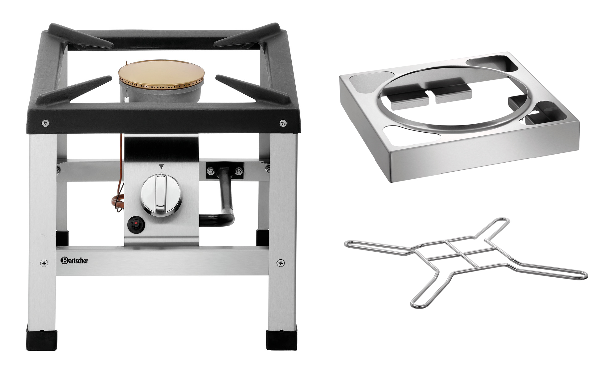 Bartscher Hockerkocher G-1KB 1K680 inkl. Wokaufsatz und Kleintopfring
