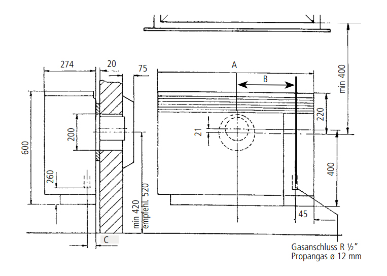 Oranier Korsika 4 kW Gasheizautomat Erdgas