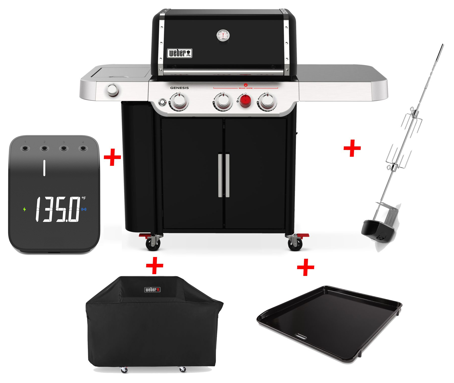 Weber Genesis E 335 inkl. Haube, SmartHub, Plancha & Drehspieß