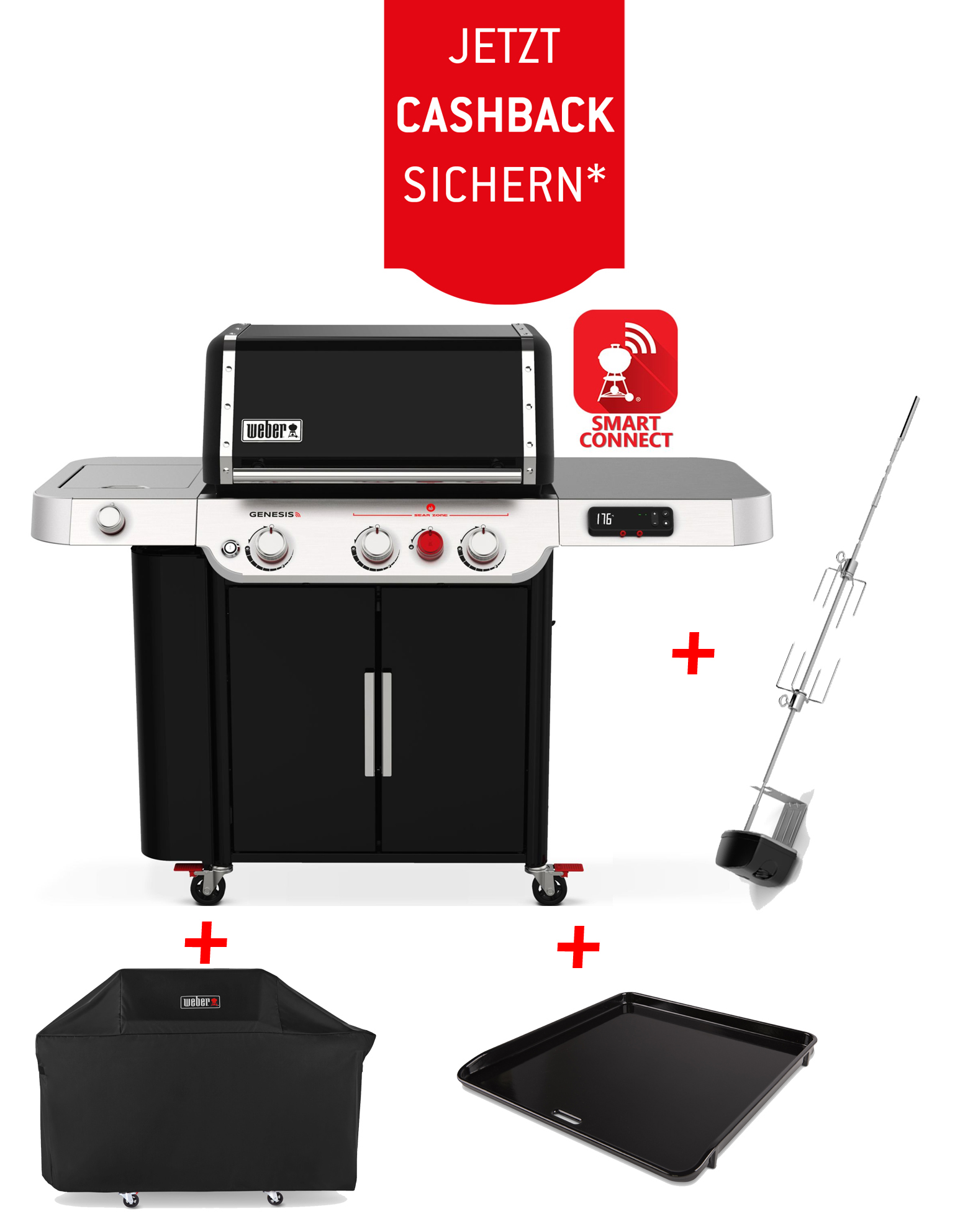 Weber Genesis EX 335 inkl. Haube, Plancha & Drehspieß