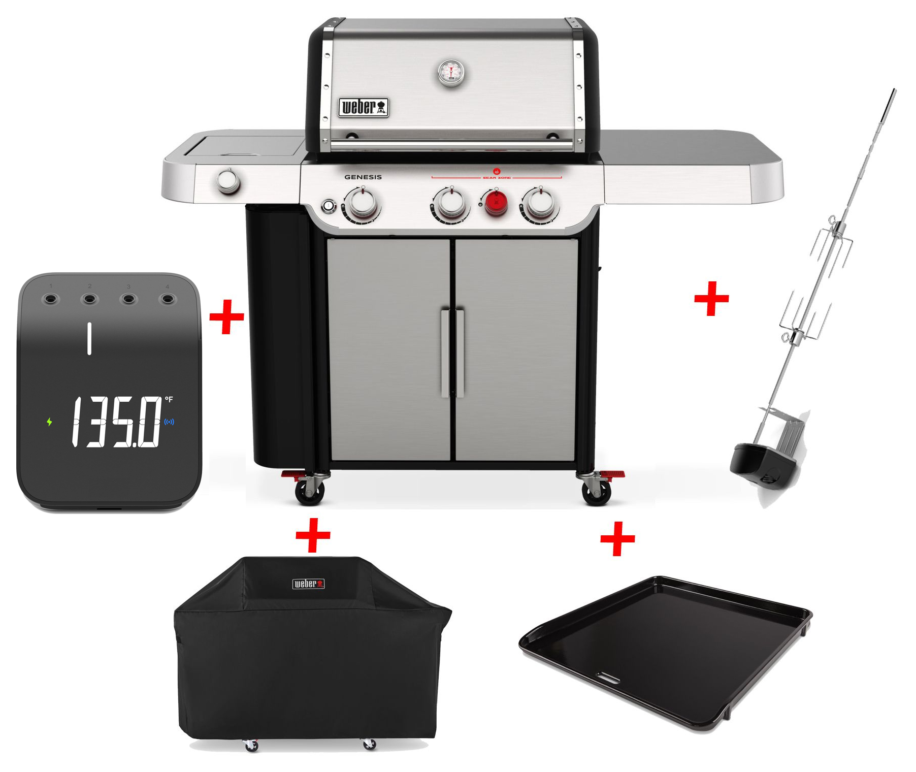 Weber Genesis S 335 Gasgrill inkl. Haube, SmartHub, Plancha & Drehspieß