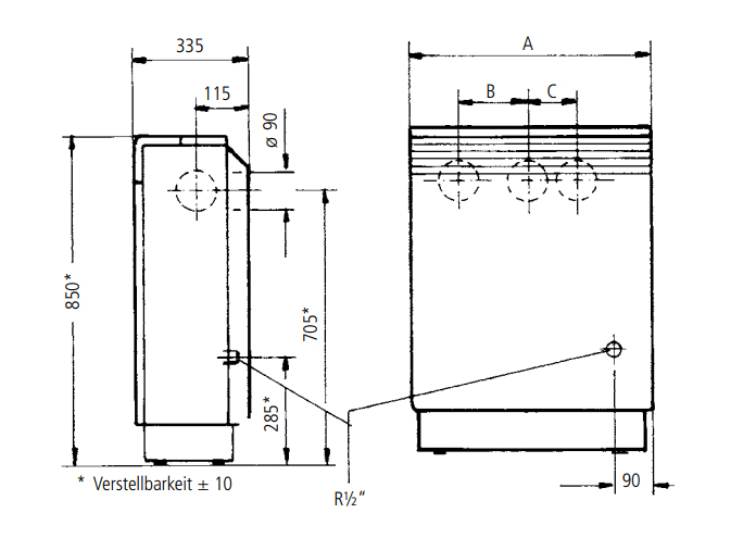 Oranier Palma Relief 4,7 kW Majolikabraun Erdgas